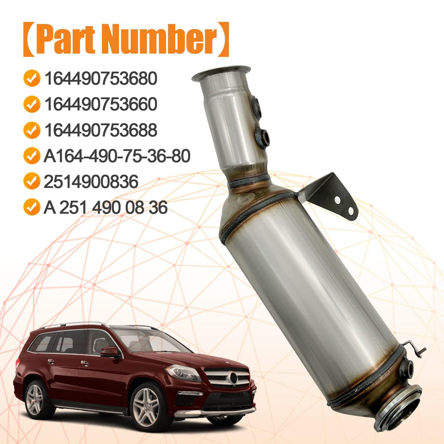 BlueTEC DPF Diesel Particulate Filter/Catalytic Converter fit for Mercedes-Benz ML320/ML350/GL320/GL350 2009-2012 Diesel Engine 164490753680