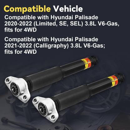 2PCS Rear Shock Absorber Struts Assy W/o Electric Fit for 2020-2022 Hyundai Palisade 3.8L V6 4WD