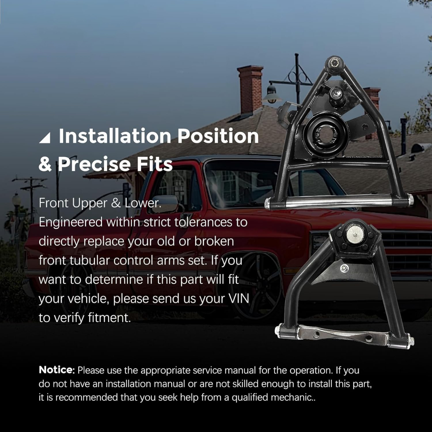 4PCS Front Tubular Upper & Lower Control Arms fit for Chevy / GMC C10 (Suburban) 1973-1987