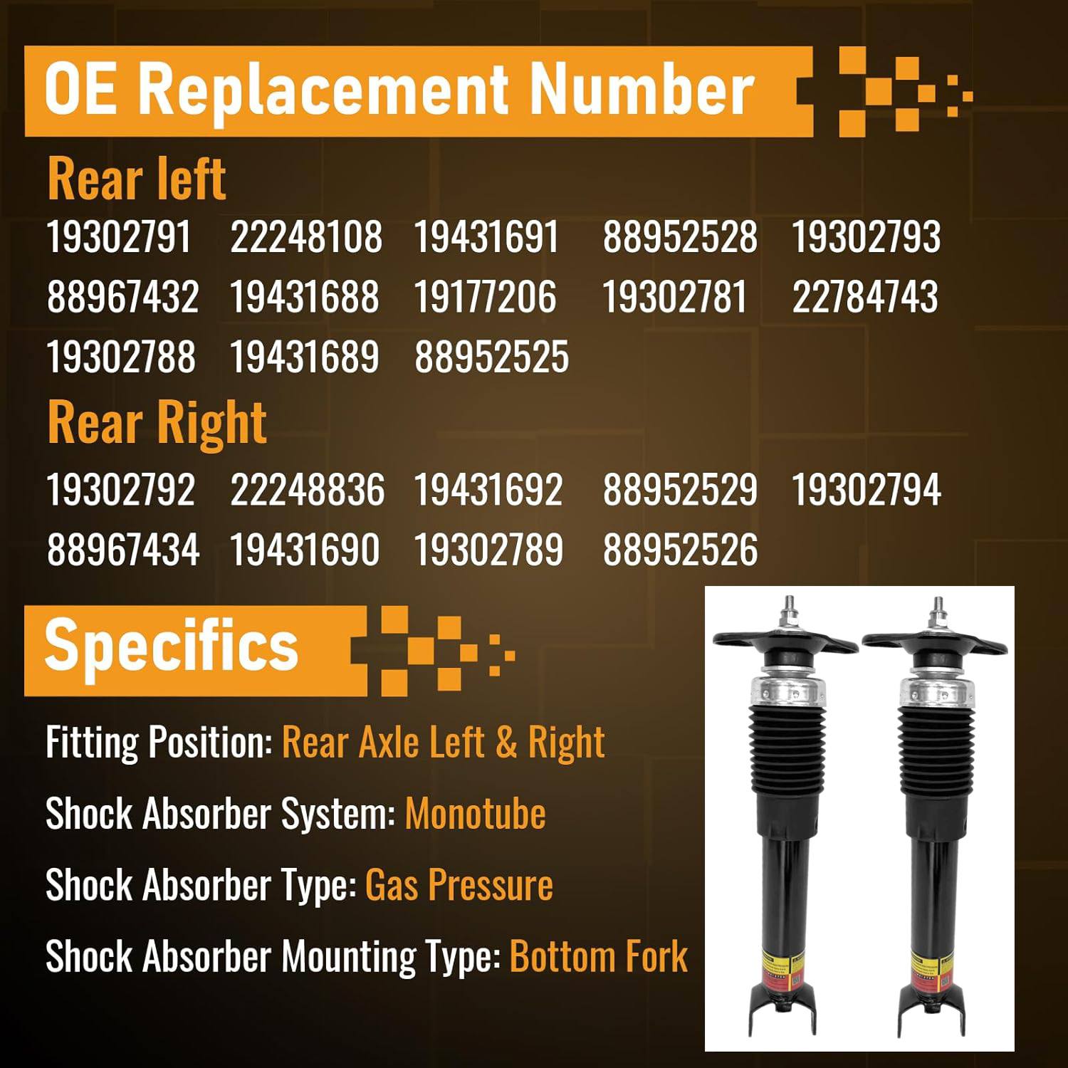 Pair Rear Magnetic Ride Control Shock Absorber Kit fit for 2003-2013 Chevrolet Corvette C5 C6 #19302791
