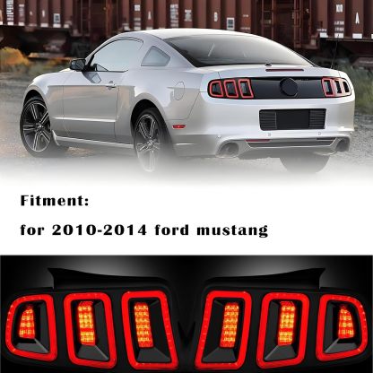 LED Tail Lights 1 Pair Compatible with Ford Mustang 2010-2014 (Red w/BlackTrim)