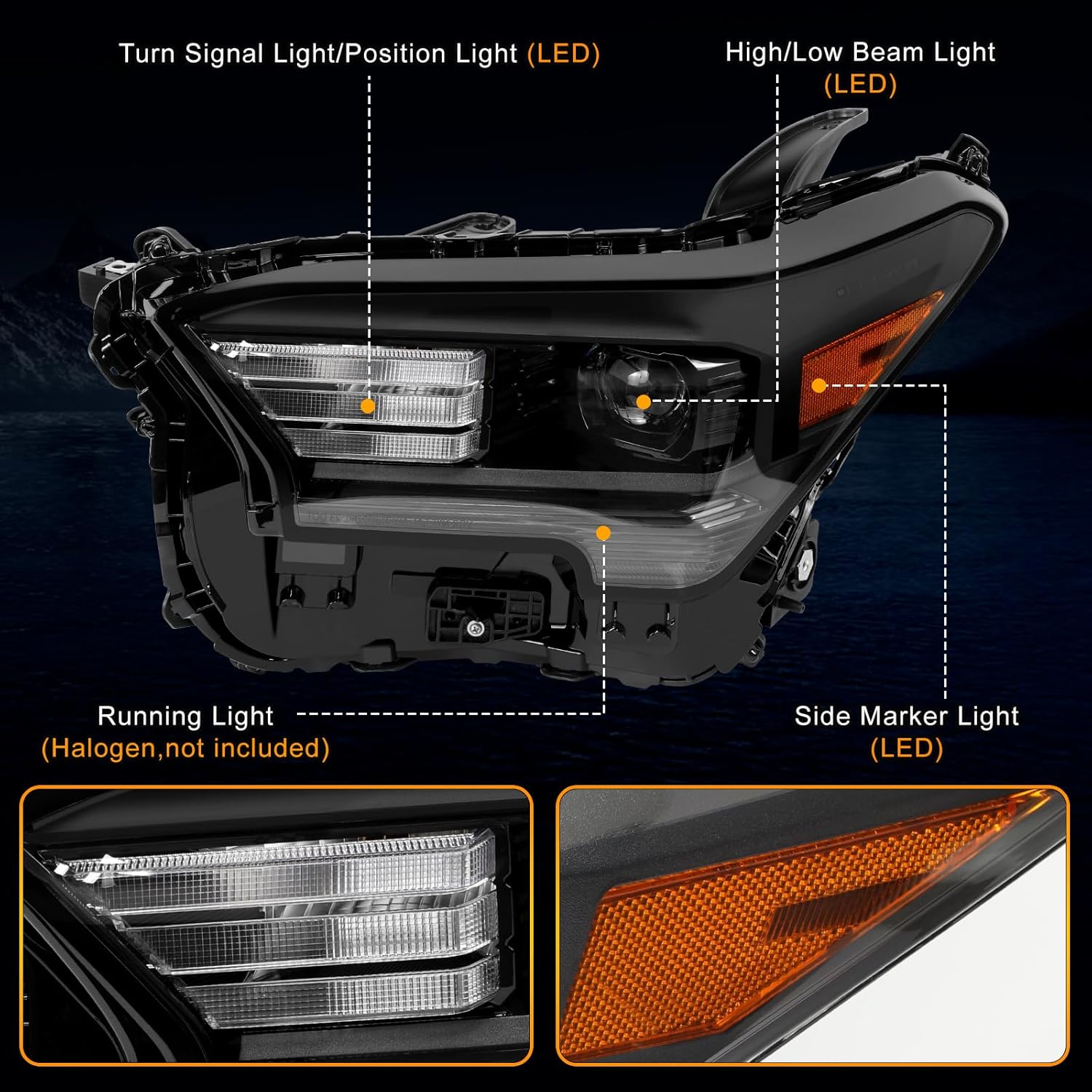 Toyota LED Headlight Assembly w/o DRL for 2024-2025 Tacoma SR/SR5