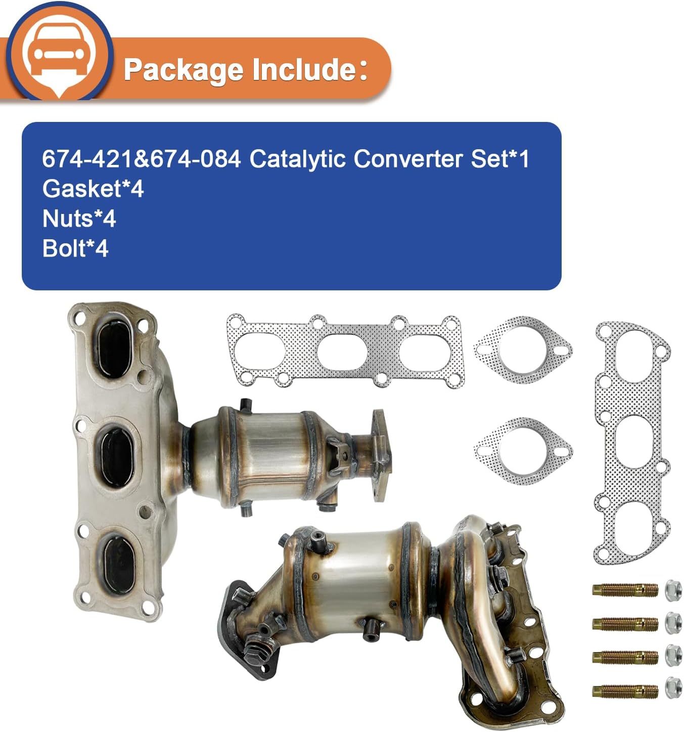 674-421&674-084 Front and Rear Catalytic Converter Set fit for 2013-2023 Hyundai Santa Fe XL Palisade, 2014-2023 Kia Sorento Telluride 3.3L 3.8L V6 AWD