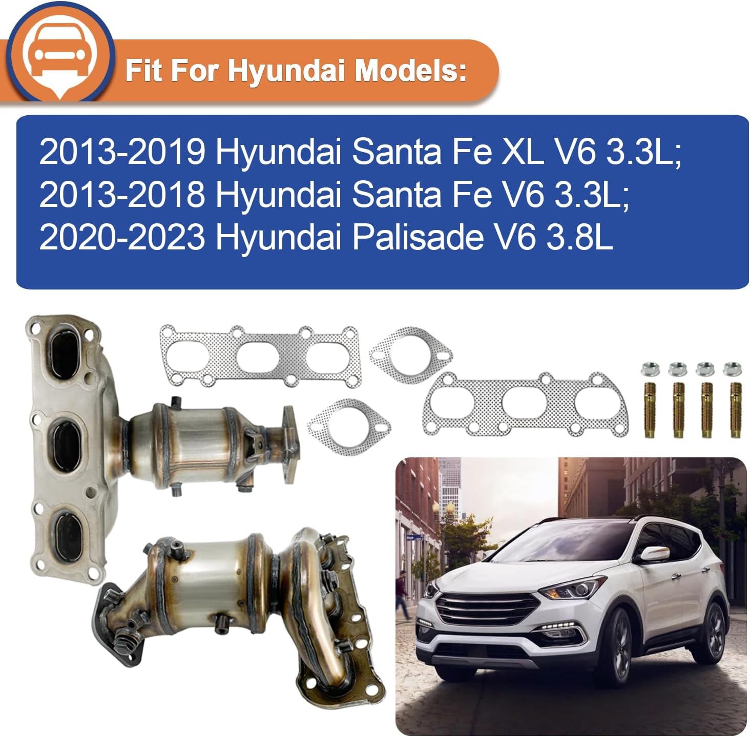 674-421&674-084 Front and Rear Catalytic Converter Set fit for 2013-2023 Hyundai Santa Fe XL Palisade, 2014-2023 Kia Sorento Telluride 3.3L 3.8L V6 AWD