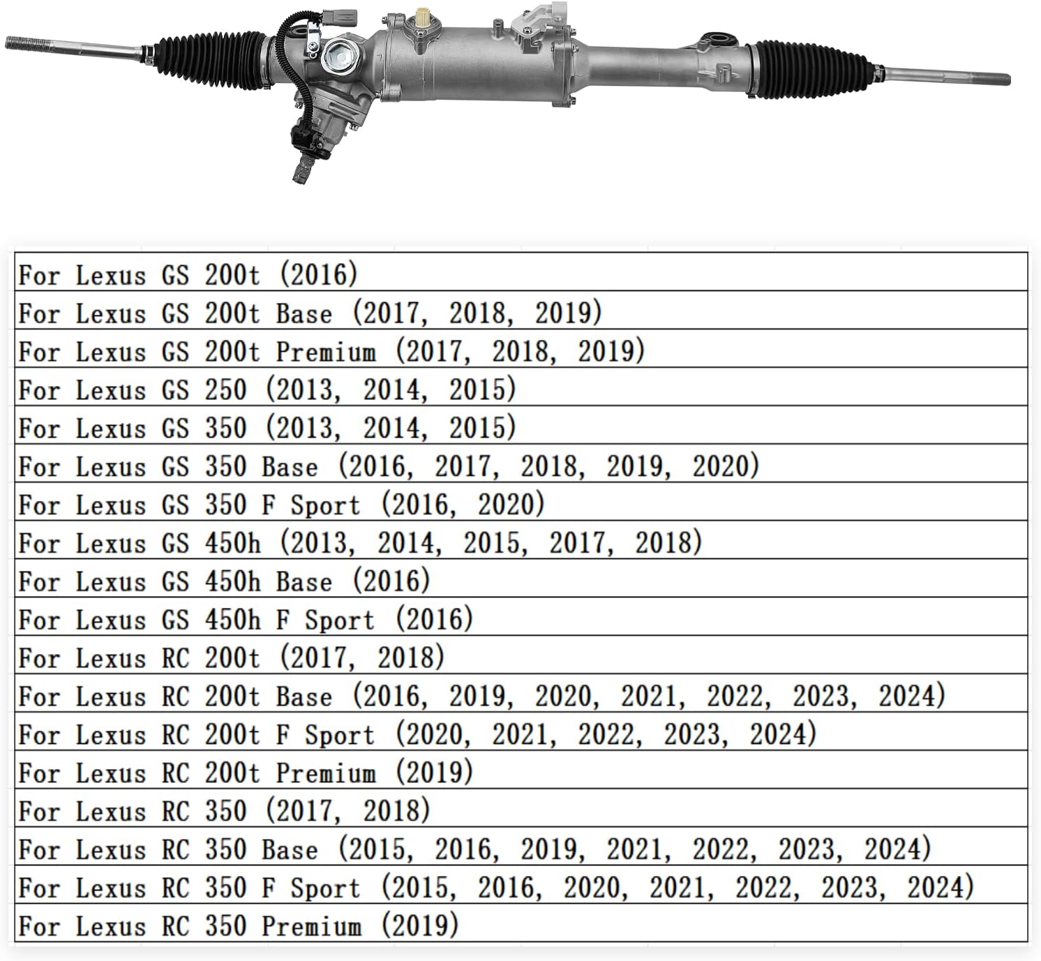 Power Steering Rack and Pinion Assy RWD, Fits for Lexus 2013-2020 GS350/ 2015-2024 RC350/ 2016-2024 RC 200t, Steering Gear w/Tie Rods Replaces 44200-30740
