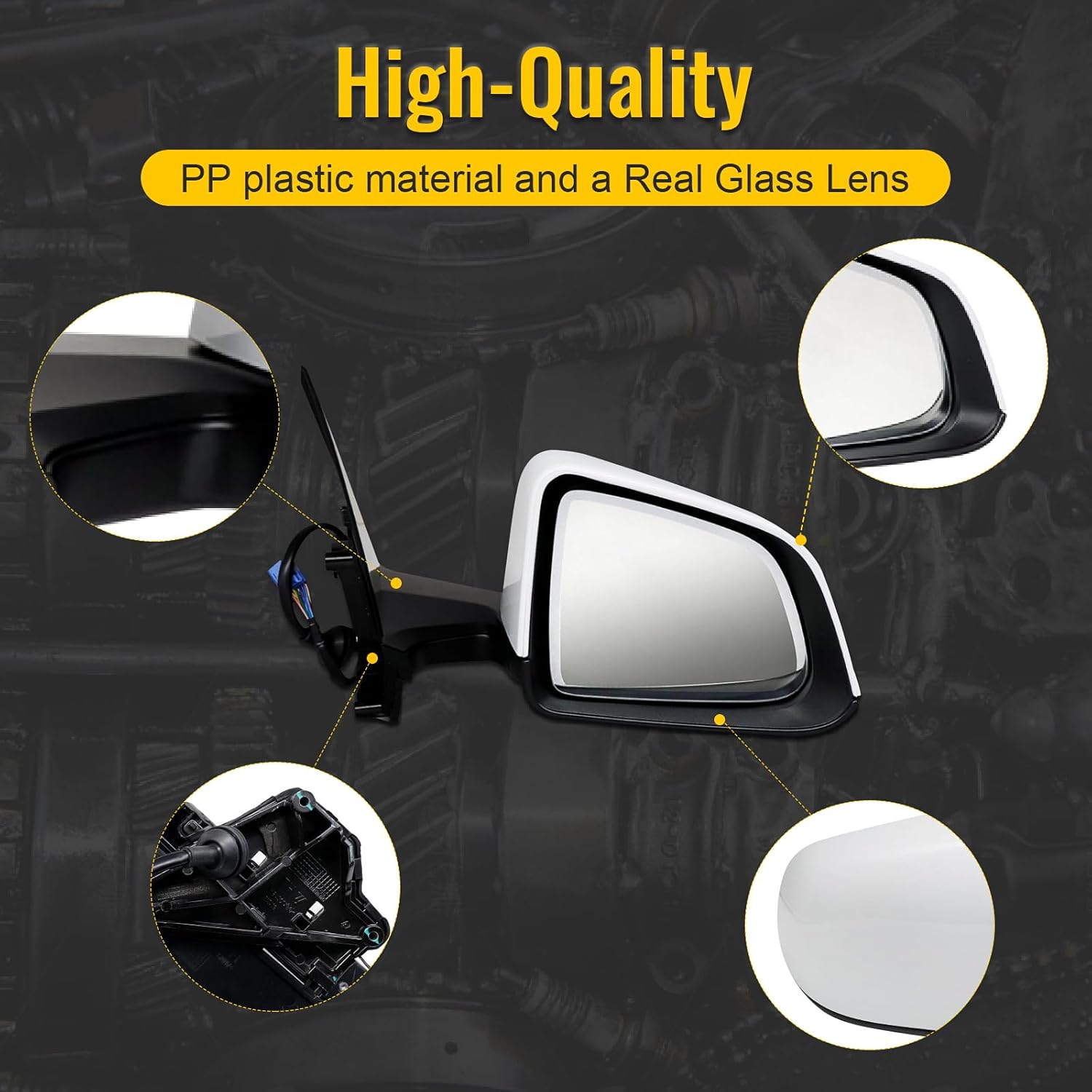 White Right Passenger Side Mirror With Anti-Glare Exterior View Mirror Fit for Tesla Model Y 2020-2023