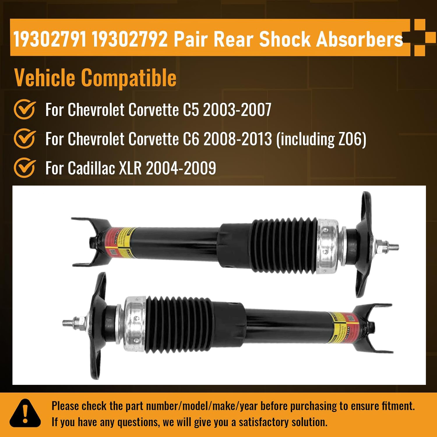 Pair Rear Magnetic Ride Control Shock Absorber Kit fit for 2003-2013 Chevrolet Corvette C5 C6 #19302791