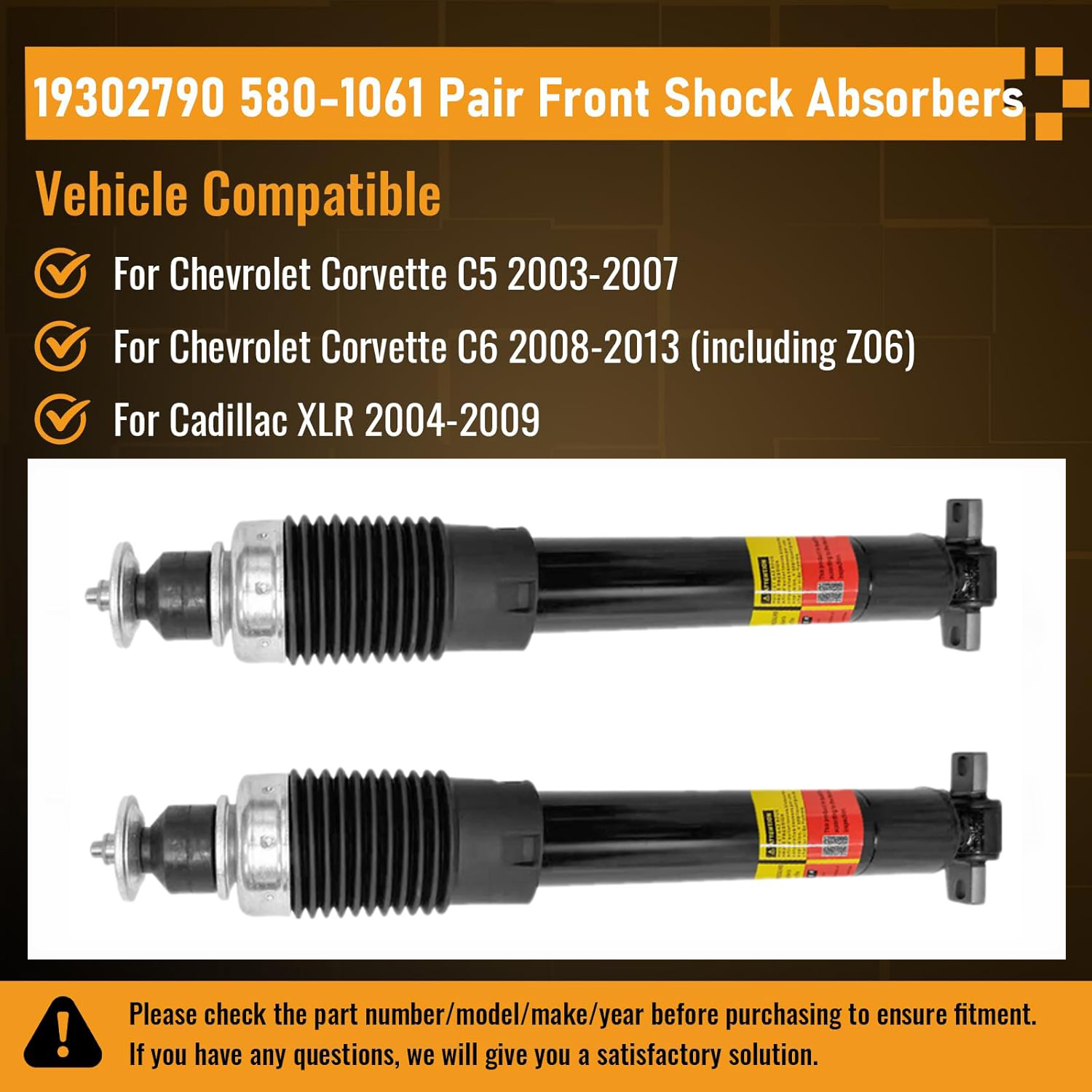 Pair Chevrolet Front Magnetic Ride Control Shock Absorber fit for Chevrolet Corvette C5 C6 2003-2013 #580-1061