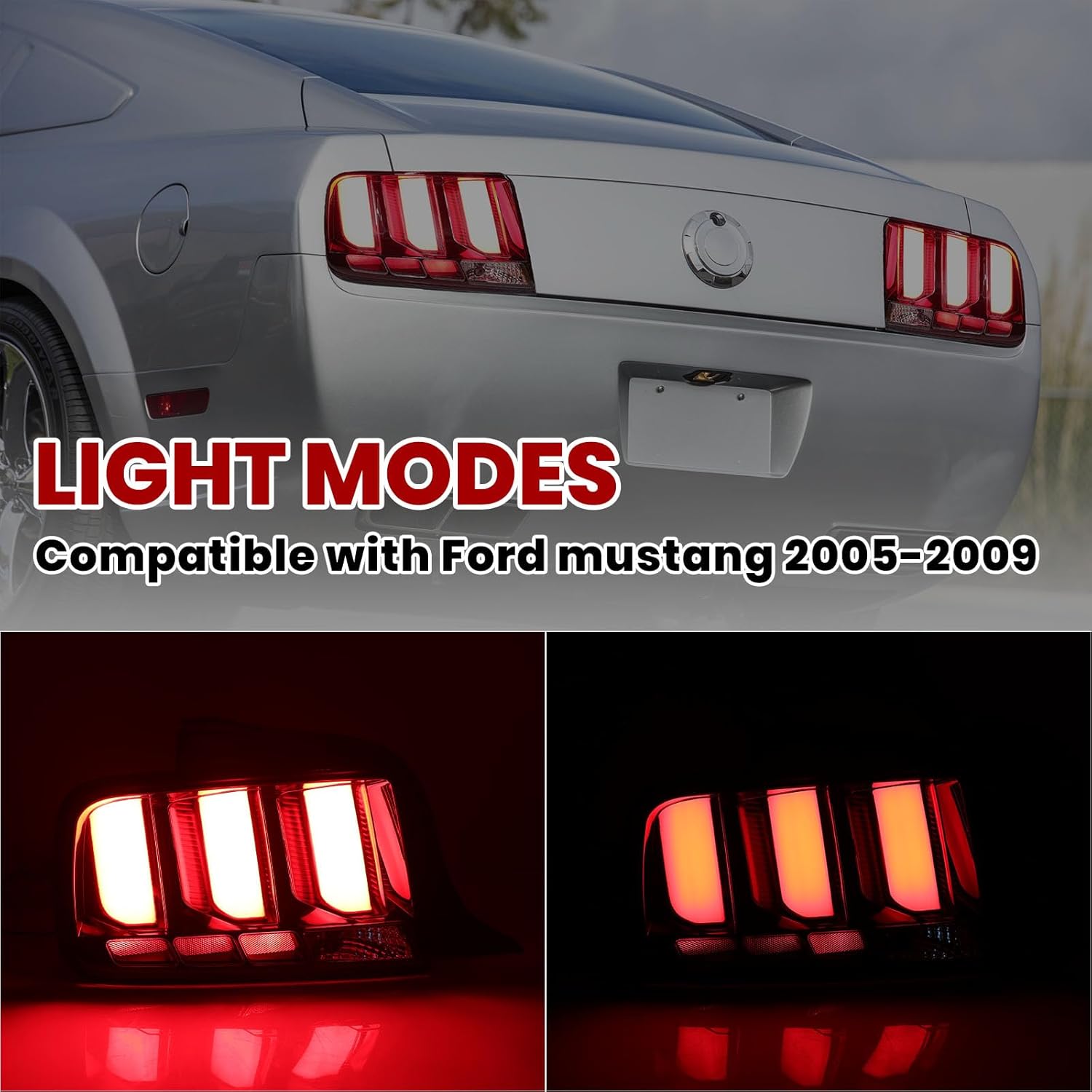 1Pair LED Tail Light Rear Lamp For Ford Mustang 2005-2009 (Left and Right Side)