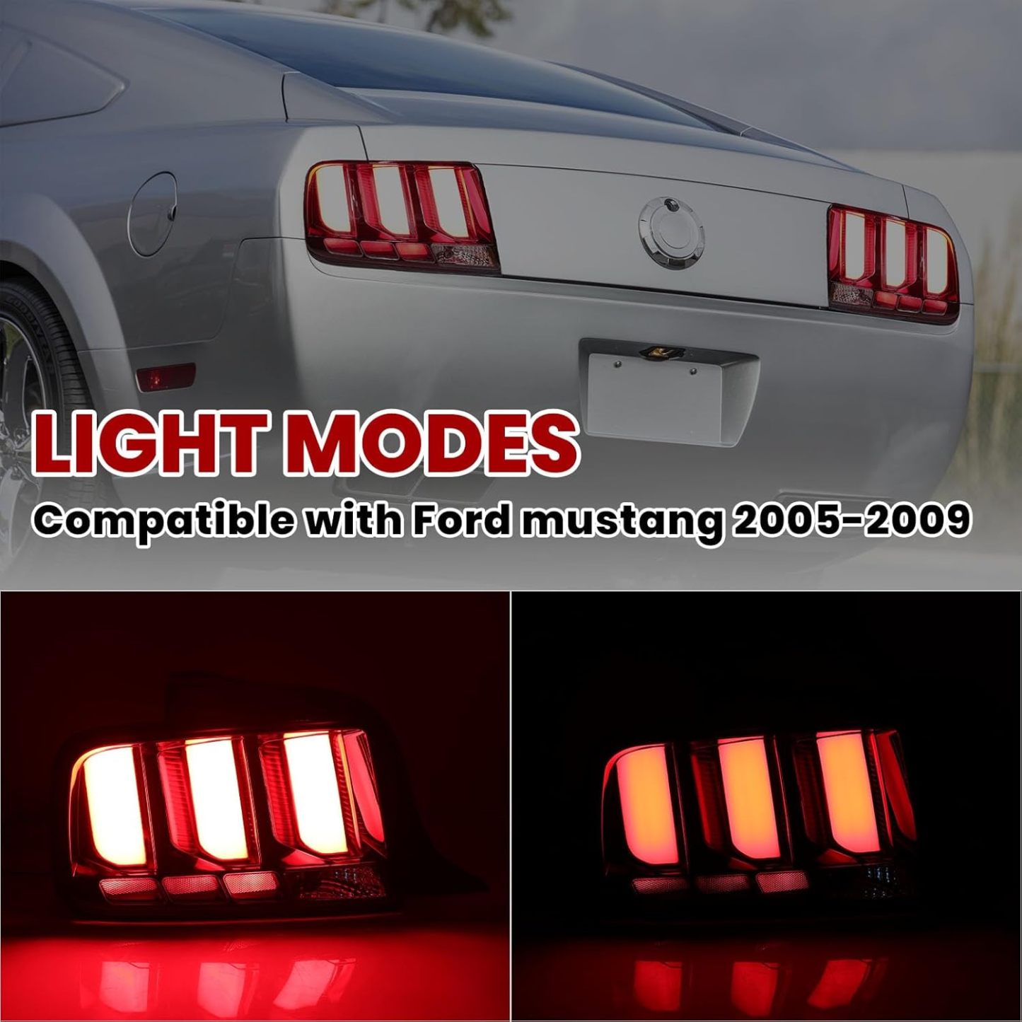 1Pair LED Tail Light Rear Lamp For Ford Mustang 2005-2009 (Left and Right Side)
