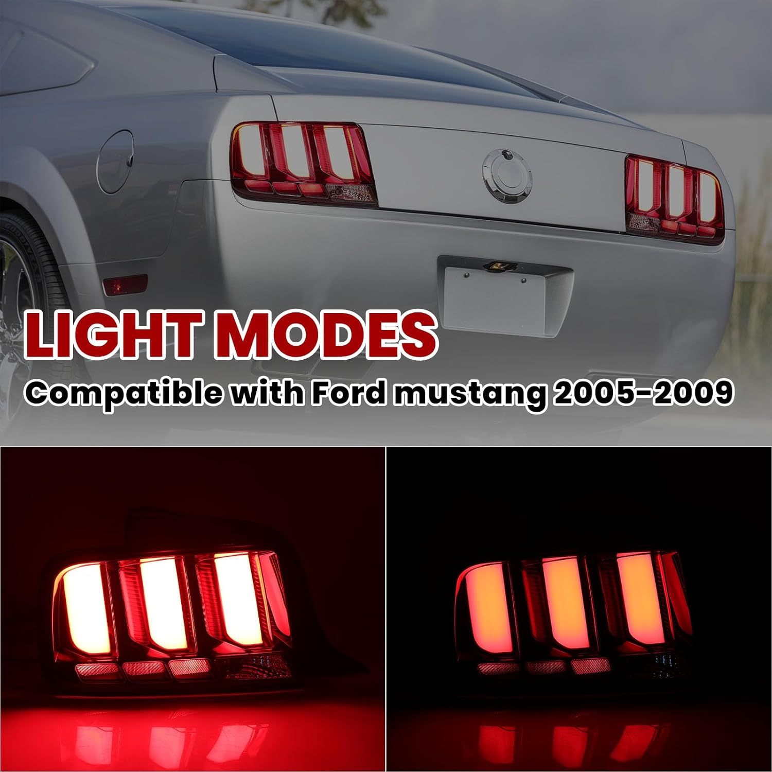 1Pair LED Tail Light Rear Lamp For Ford Mustang 2005-2009 (Left and Right Side)