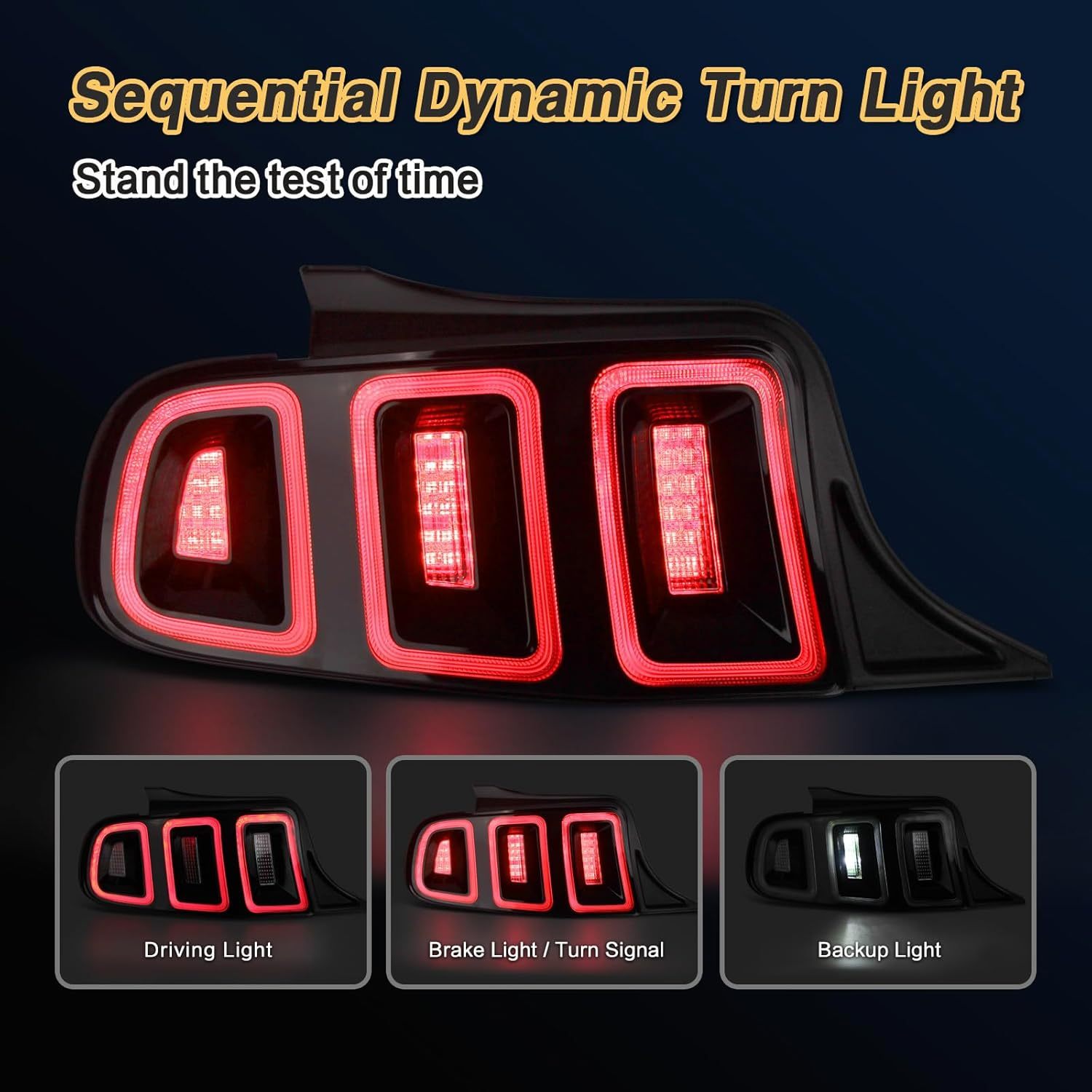 LED Tail Lights 1 Pair Compatible with Ford Mustang 2010-2014 (Red w/BlackTrim)