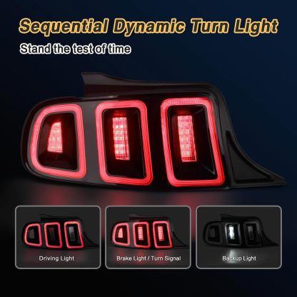LED Tail Lights 1 Pair Compatible with Ford Mustang 2010-2014 (Red w/BlackTrim)