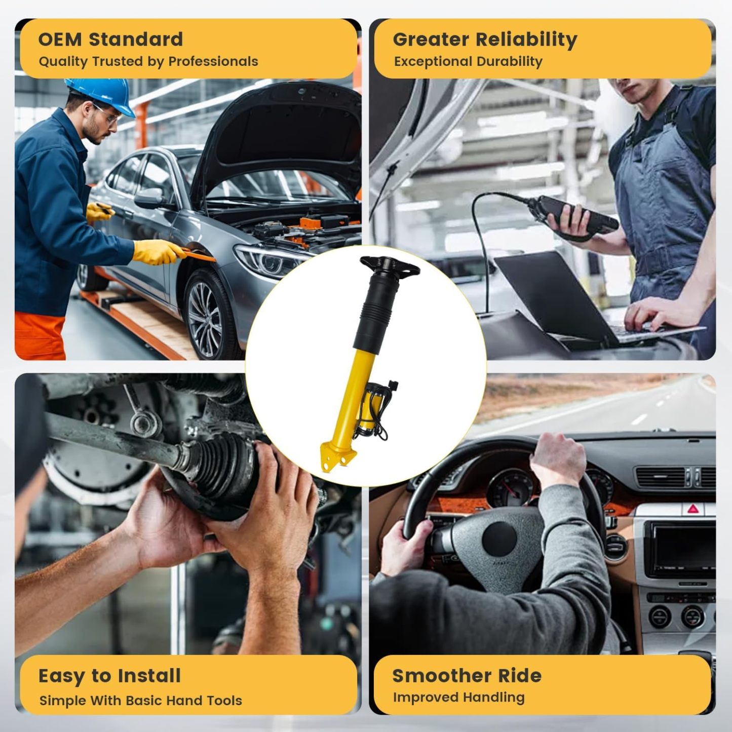 4-Piece Front Shock Strut & Rear Shock Kit for 2012–2015 Jeep Grand Cherokee SRT (6.4 L) with Active Damping System (ADS) – OEM# 68139497AC