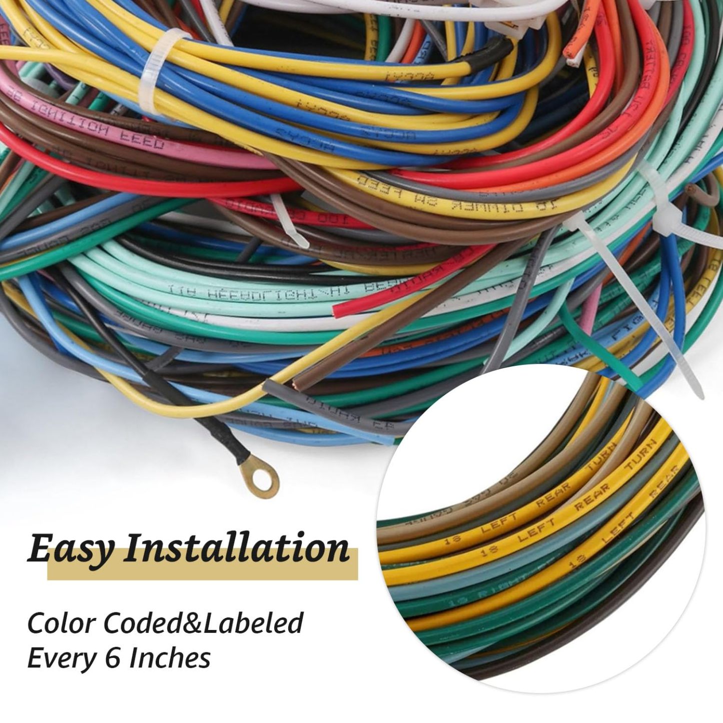 22 Circuit Universal Wiring Harness Kit fit for GM Tilt Columns Car Truck 1968-1996, Insulated Copper Wires, 91064022