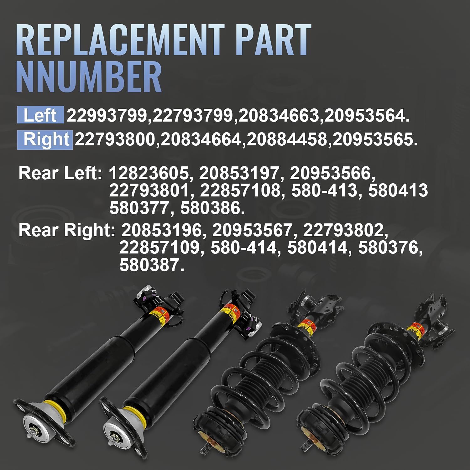 2010-2016 Cadillac SRX Front and Rear Magnetic Shock Absorber Assembly Kit w/Damper Control - 4PCS