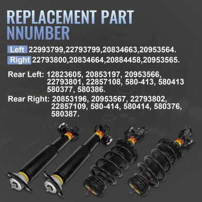 2010-2016 Cadillac SRX Front and Rear Magnetic Shock Absorber Assembly Kit w/Damper Control - 4PCS