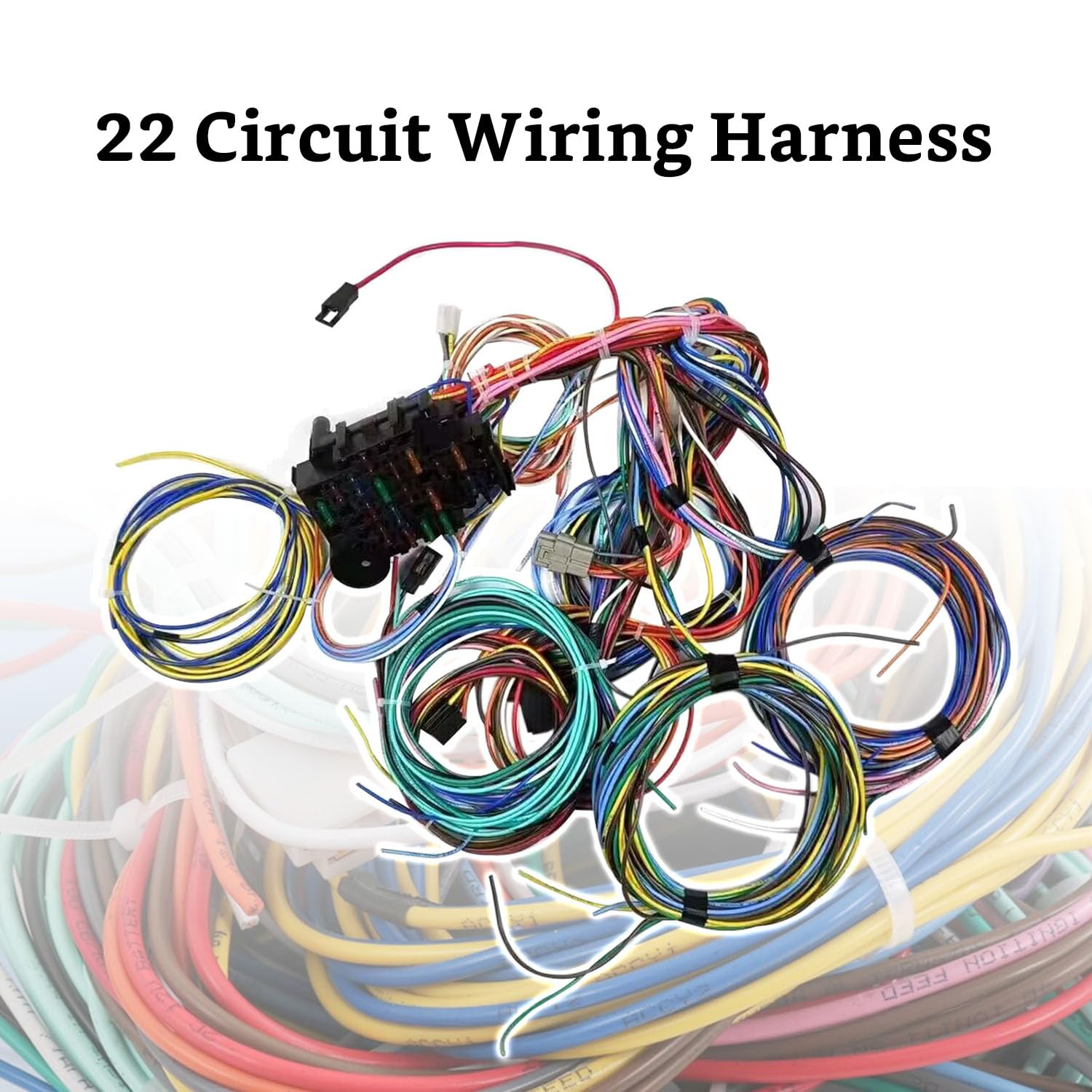 22 Circuit Universal Wiring Harness Kit fit for GM Tilt Columns Car Truck 1968-1996, Insulated Copper Wires, 91064022