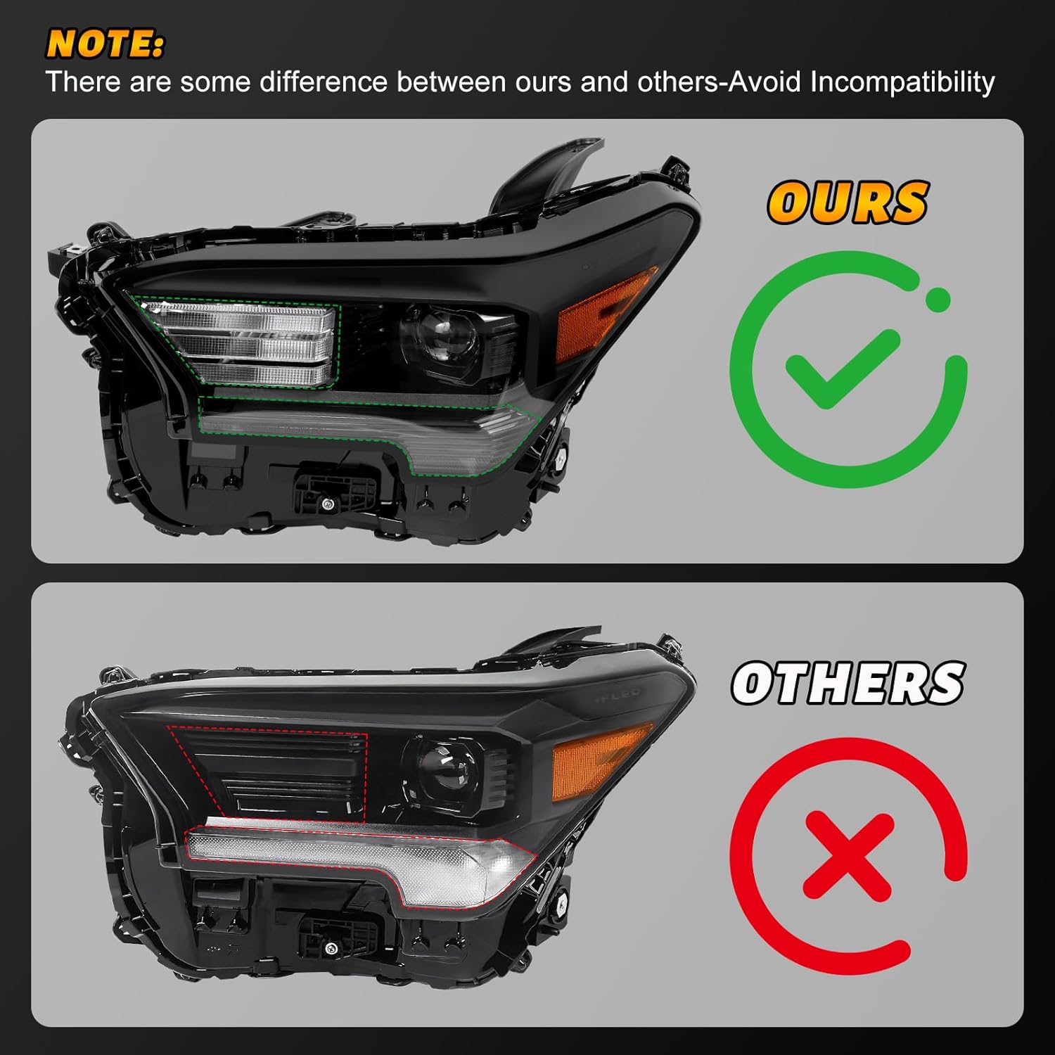 Toyota LED Headlight Assembly w/o DRL for 2024-2025 Tacoma SR/SR5