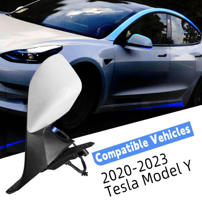 White Right Passenger Side Mirror With Anti-Glare Exterior View Mirror Fit for Tesla Model Y 2020-2023