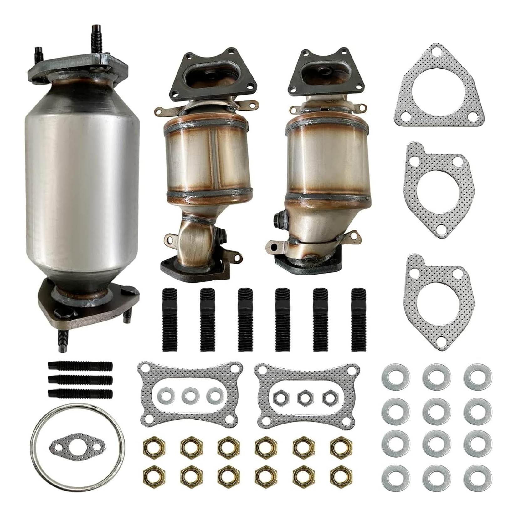 Catalytic Converter Bolts Gasket Set fit Honda Odyssey, Acura MDX, Saturn Vue 3.5L (LH 16450 + RH 16451 + Rear 16351)