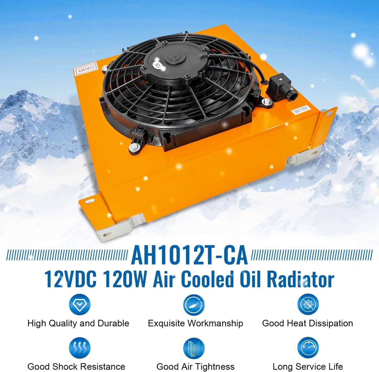 New DC12V AH1012T-CA Industrial Hydraulic Oil Cooler Flow Fan Radiator 100L/min
