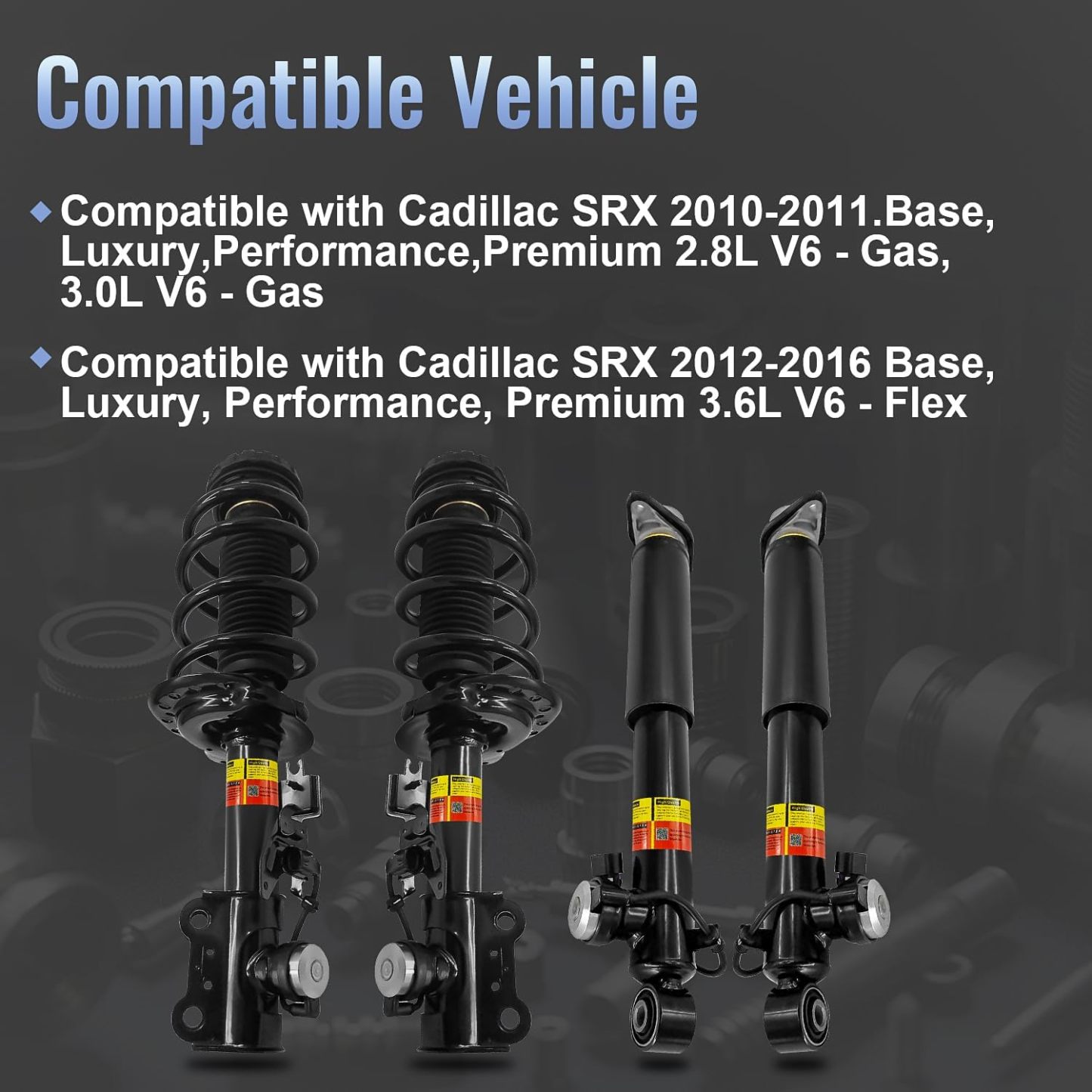 2010-2016 Cadillac SRX Front and Rear Magnetic Shock Absorber Assembly Kit w/Damper Control - 4PCS