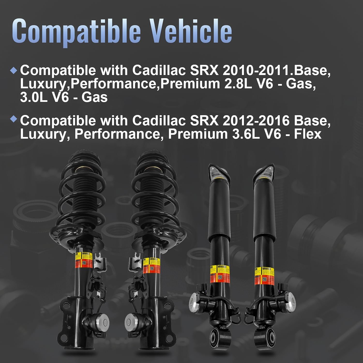 2010-2016 Cadillac SRX Front and Rear Magnetic Shock Absorber Assembly Kit w/Damper Control - 4PCS