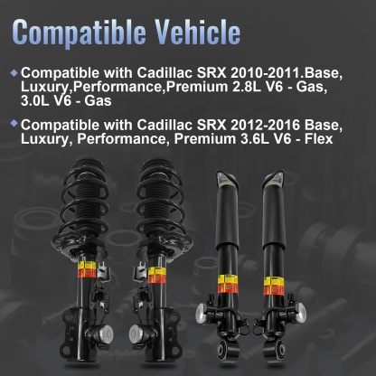 2010-2016 Cadillac SRX Front and Rear Magnetic Shock Absorber Assembly Kit w/Damper Control - 4PCS