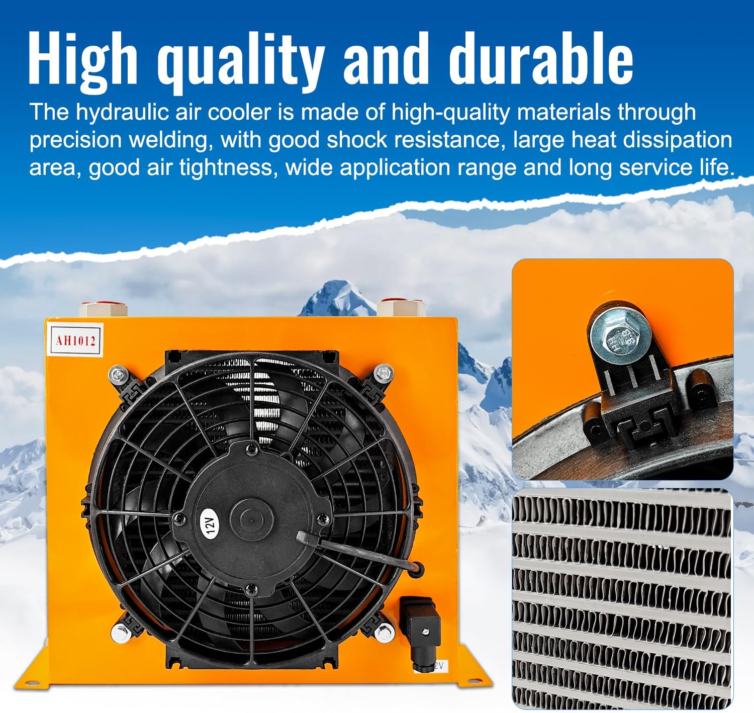 New DC12V AH1012T-CA Industrial Hydraulic Oil Cooler Flow Fan Radiator 100L/min
