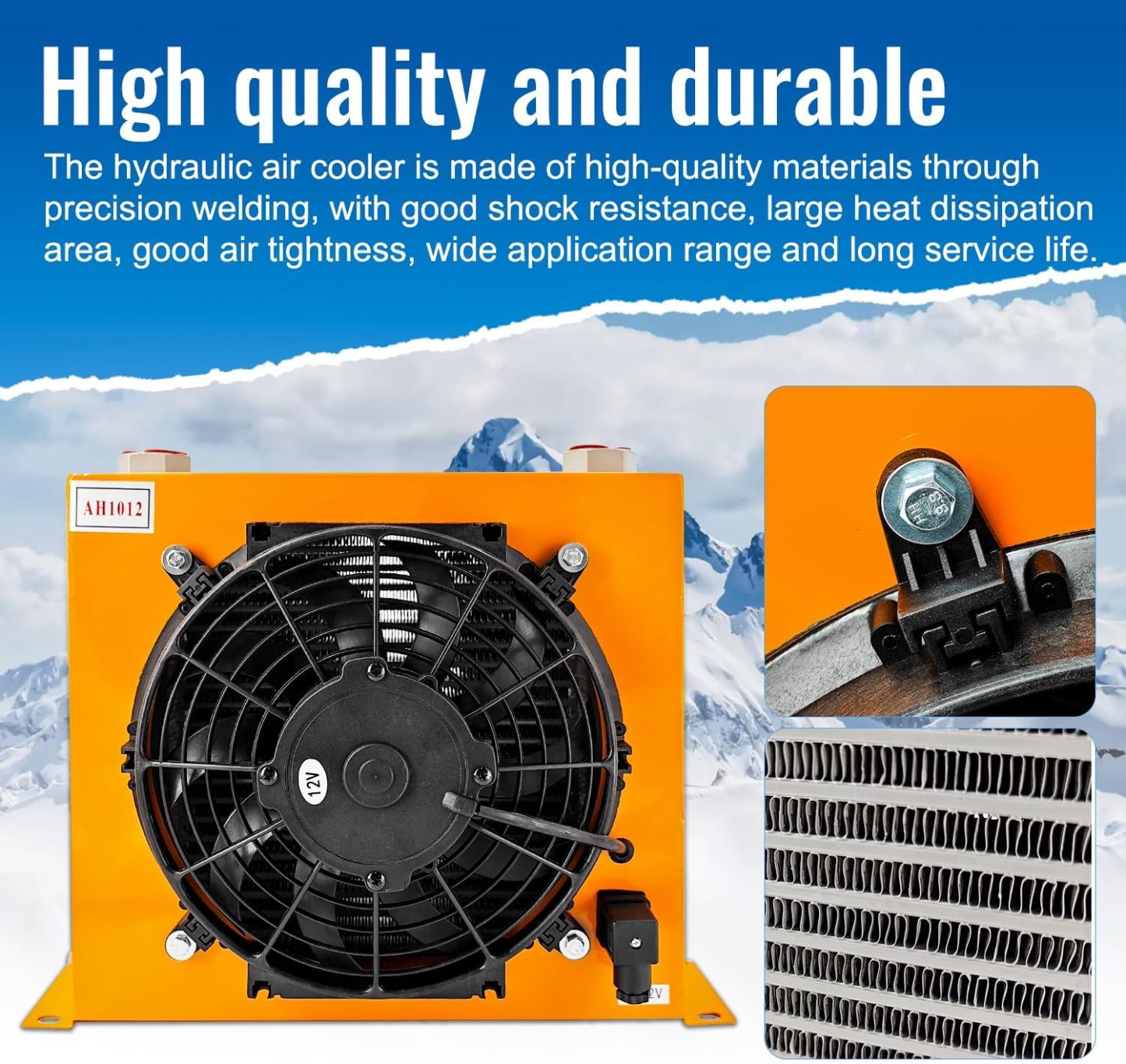 New DC12V AH1012T-CA Industrial Hydraulic Oil Cooler Flow Fan Radiator 100L/min