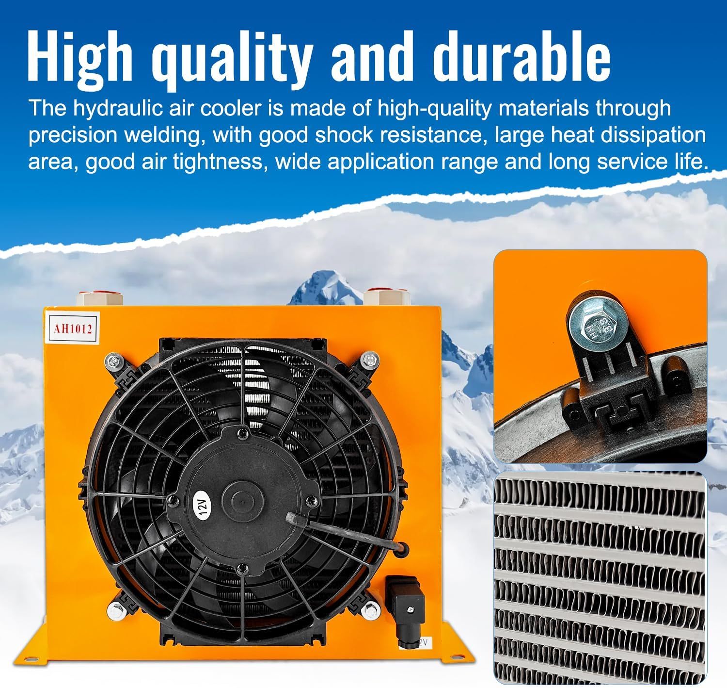 New DC12V AH1012T-CA Industrial Hydraulic Oil Cooler Flow Fan Radiator 100L/min