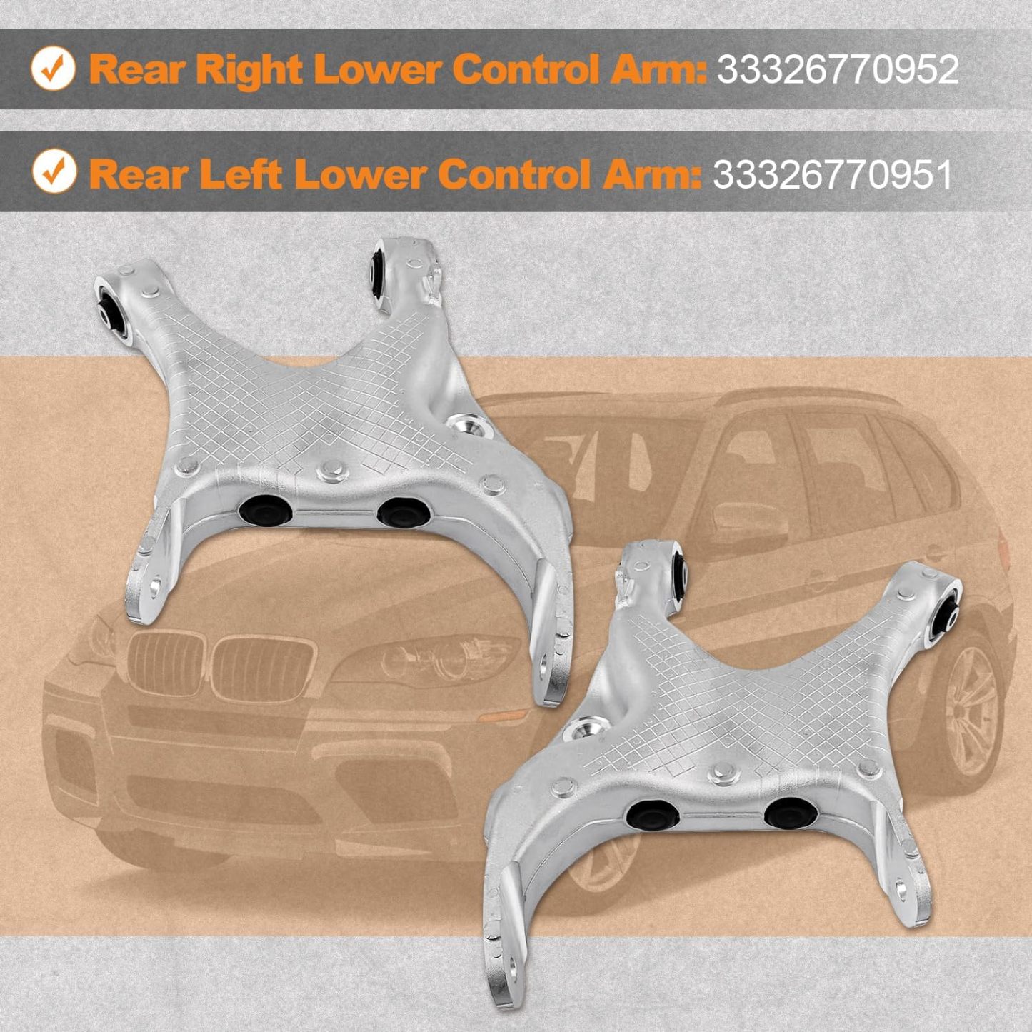 Rear Lower Control Arm Set for BWM X5 X6 2.0L 3.0L 4.4L 4.8L 2007-2019  (1 Pair)