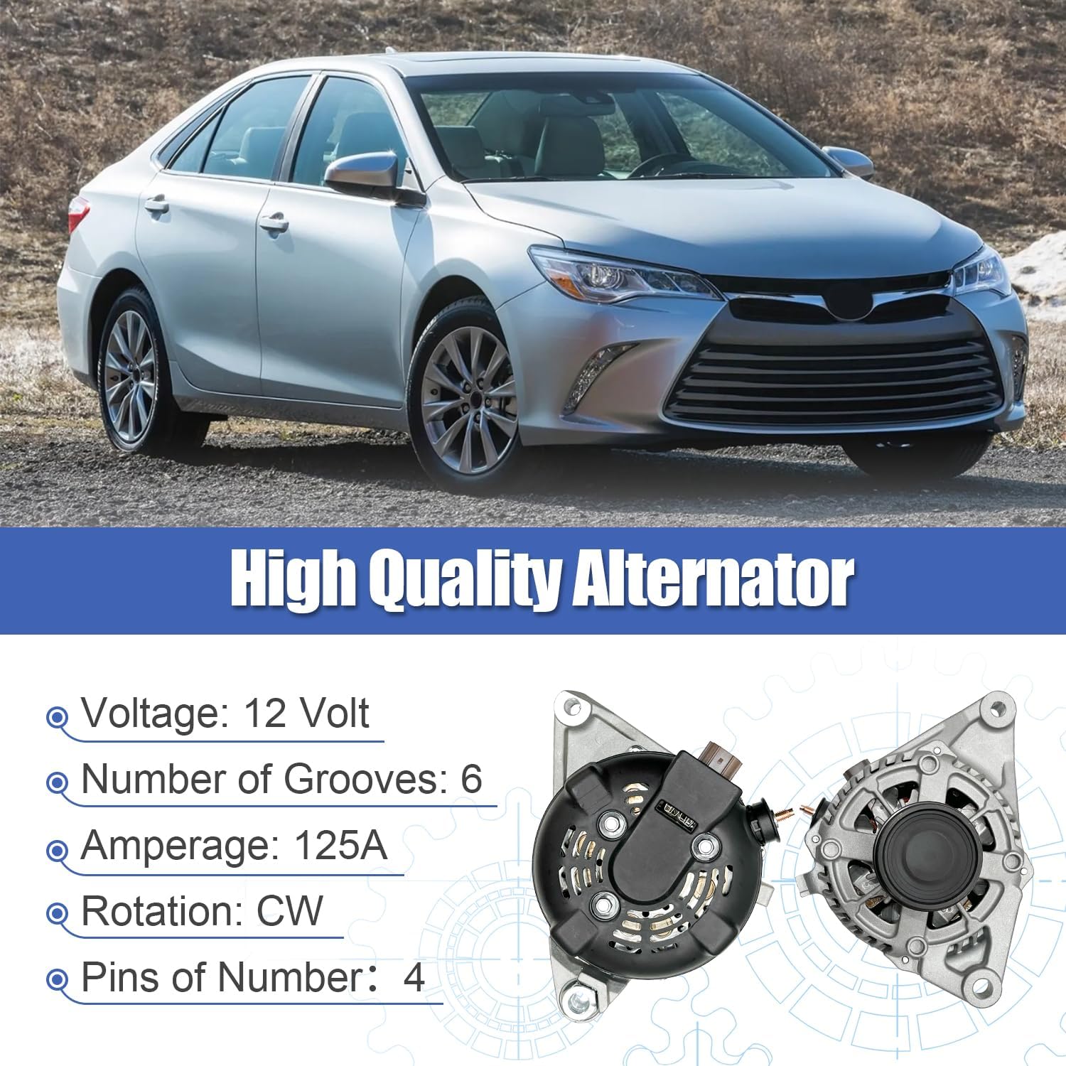 12V 125AMP Alternator Fit for Toyota RAV4 2.5L 2013-2018, Camry 2.5L 2015-2017