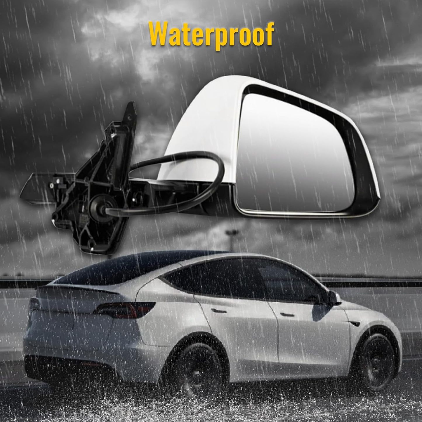 White Right Passenger Side Mirror With Anti-Glare Exterior View Mirror Fit for Tesla Model Y 2020-2023