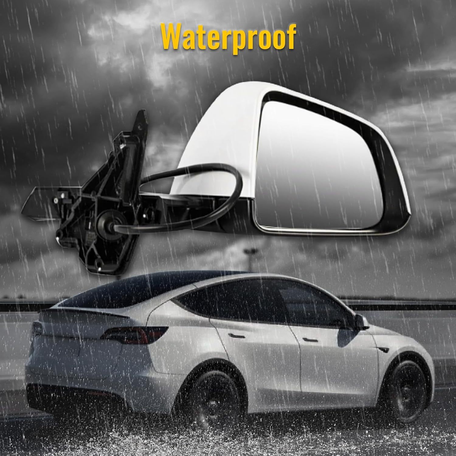 White Right Passenger Side Mirror With Anti-Glare Exterior View Mirror Fit for Tesla Model Y 2020-2023