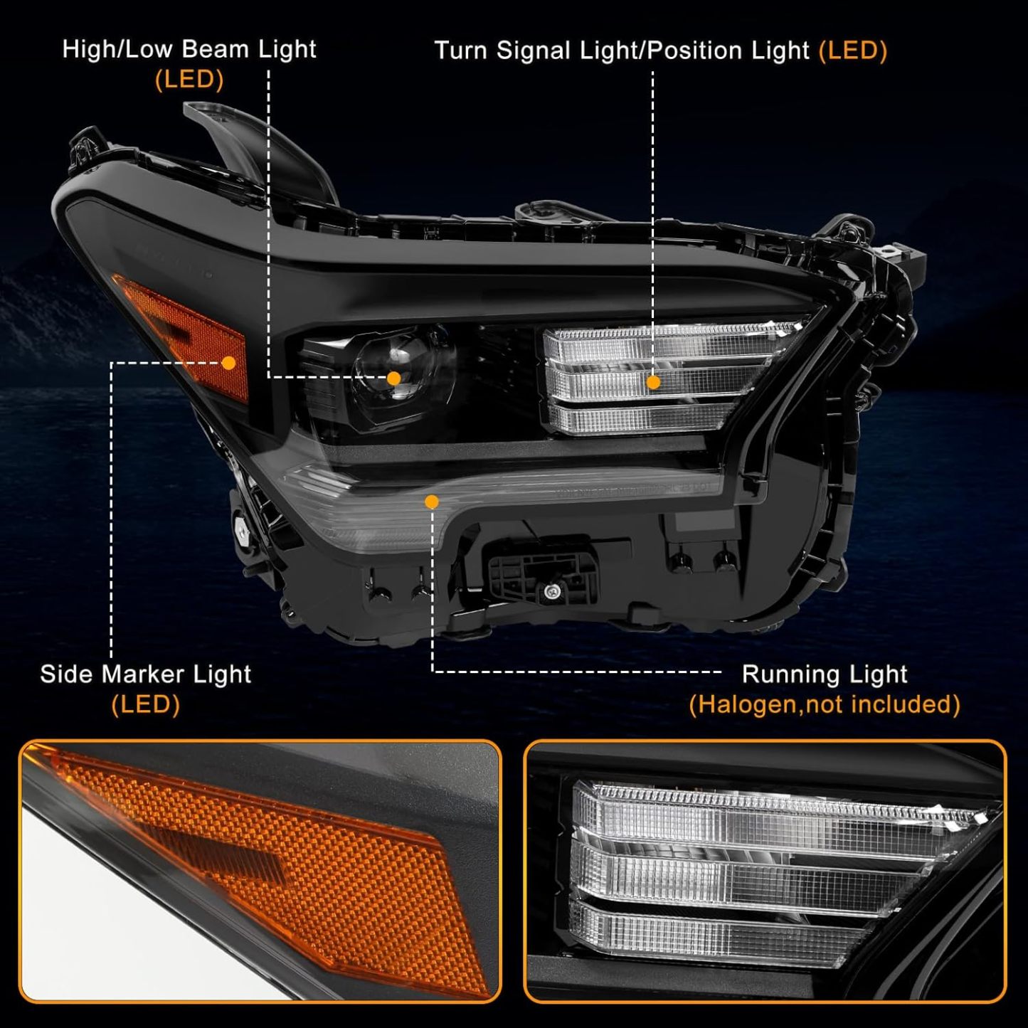 Toyota LED Headlight Assembly w/o DRL for 2024-2025 Toyota Tacoma SR/SR5/TRD #81110-AK010 -  Right Passenger Side