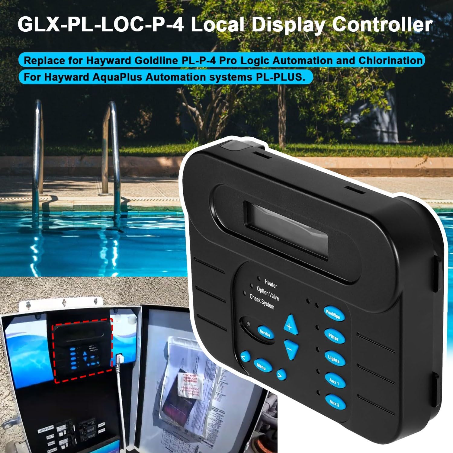 Local Display Controller Keypad Replacement Fit for Hayward PL-P-4 Goldline Pro Logic Automation and Chlorination, ProLogic P4 Local Display