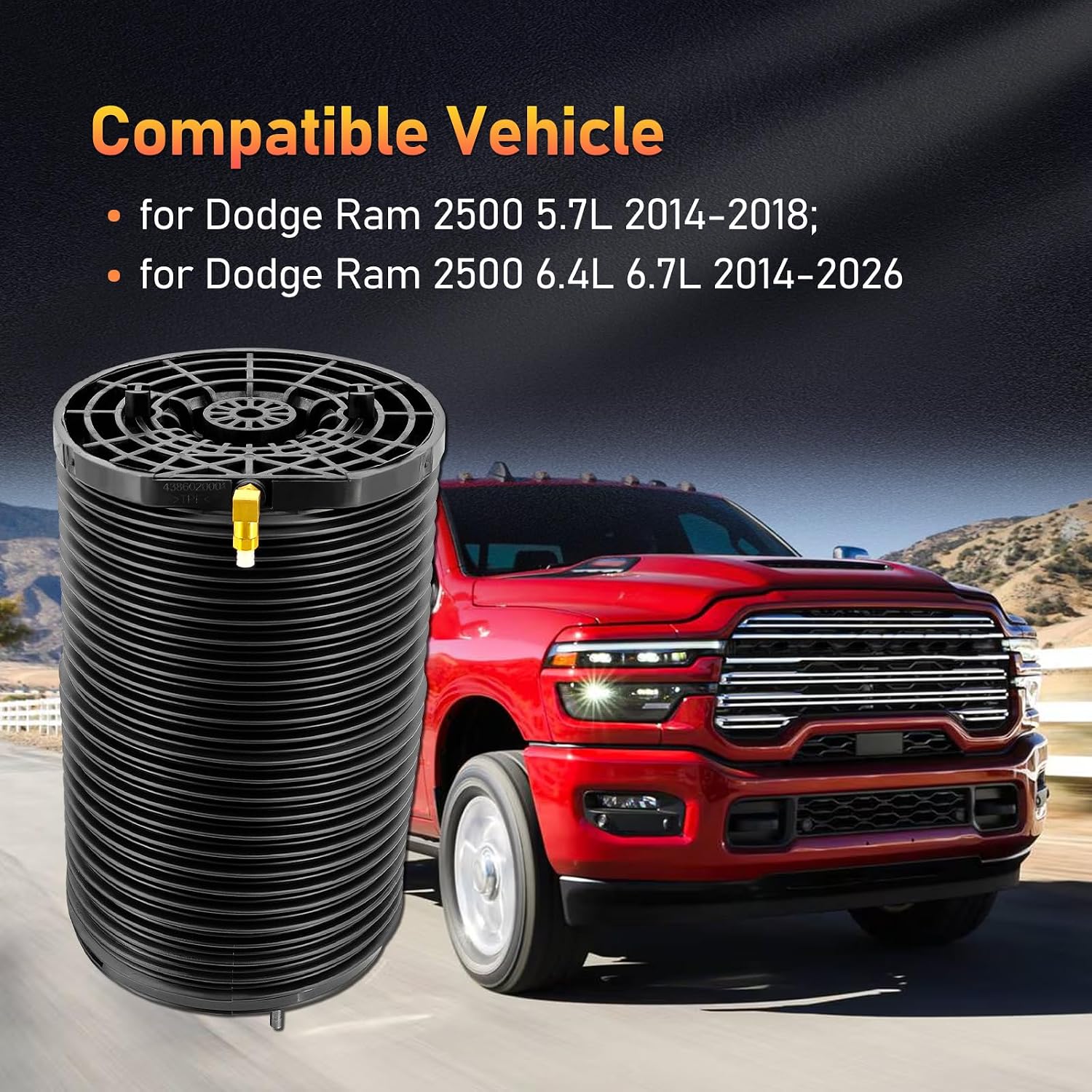 Pair Rear Air Suspension Spring Assembly fit for Dodge Ram 2500 2019-2023
