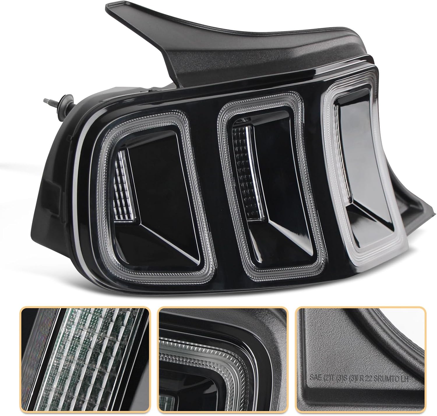 LED Tail Lights 1 Pair Compatible with Ford Mustang 2010-2014 (Red w/BlackTrim)