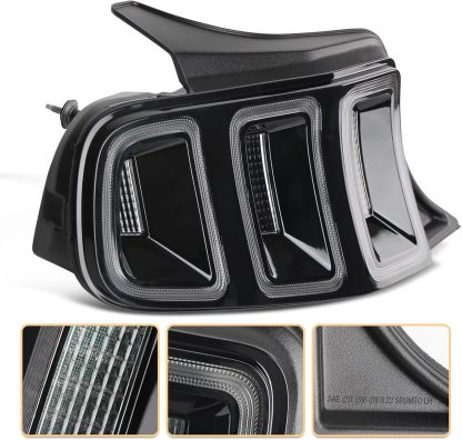 LED Tail Lights 1 Pair Compatible with Ford Mustang 2010-2014 (Red w/BlackTrim)