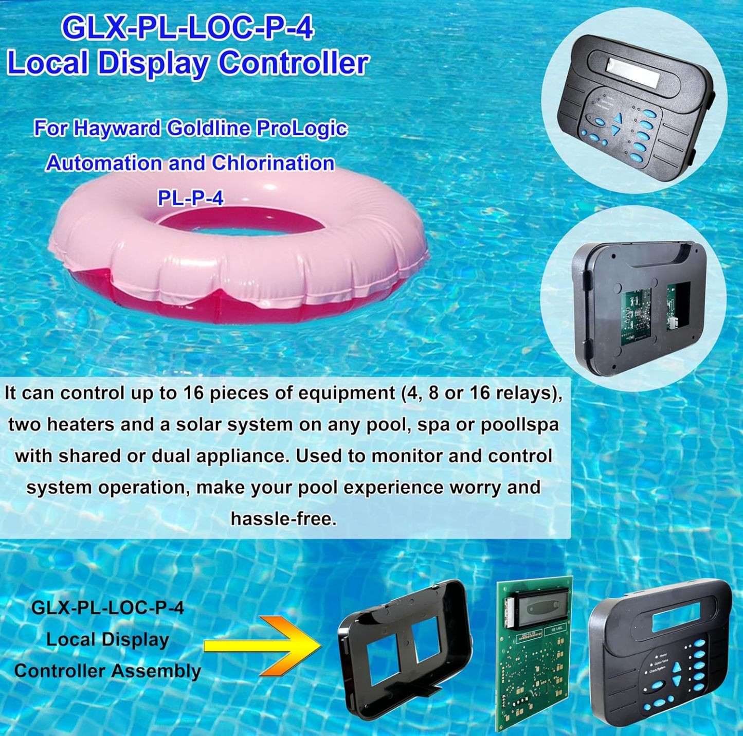 Local Display Controller Keypad Replacement Fit for Hayward PL-P-4 Goldline Pro Logic Automation and Chlorination, ProLogic P4 Local Display
