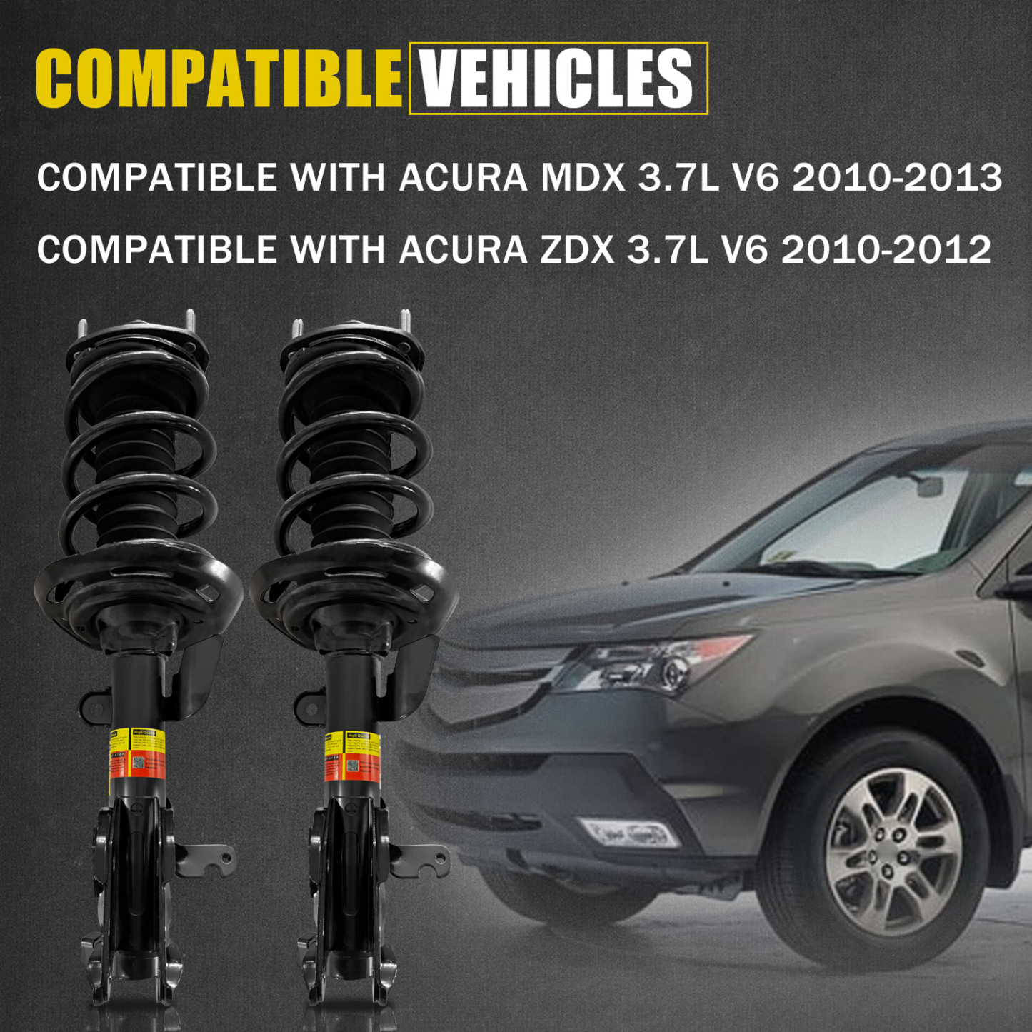 2PCS Front Shock Struts Assy For Acura MDX ZDX 2010-2013 3.7L V6, With Advanced Magnetic Ride Control (MRC)