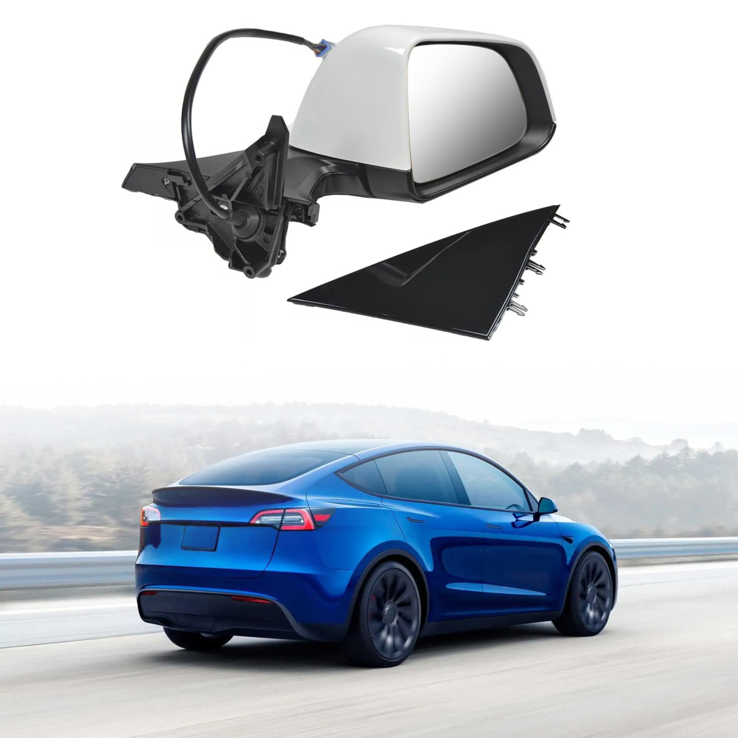 White Mirror With Anti-Glare Exterior View Mirror Fit for Tesla Model Y 2020-2023 - Right Passenger Side 