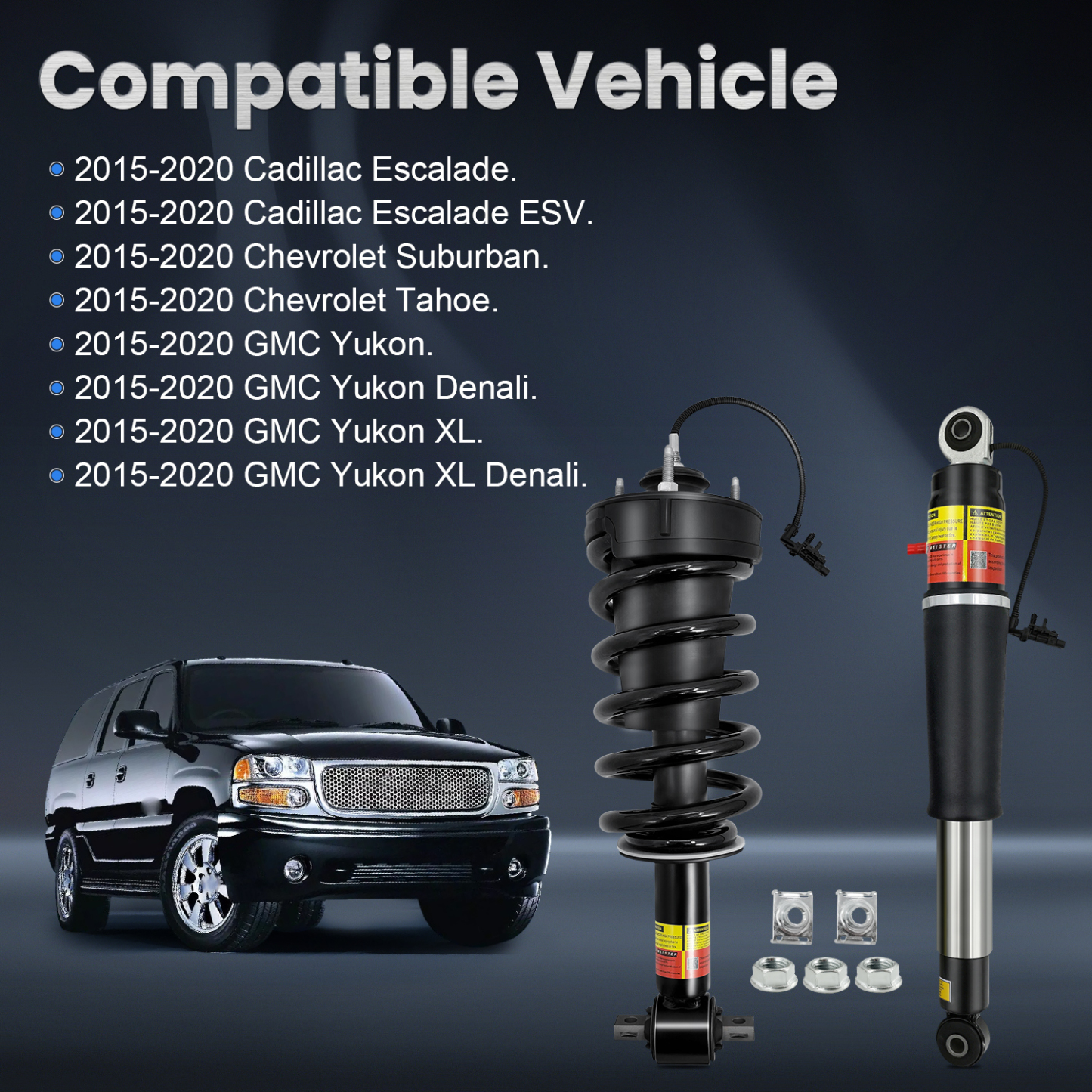 2015-2020 Front Struts and Rear Shocks Kit Fit for Chevrolet Suburban Tahoe Cadillac Escalade ESV GMC Yukon Denali 84176631 84176675