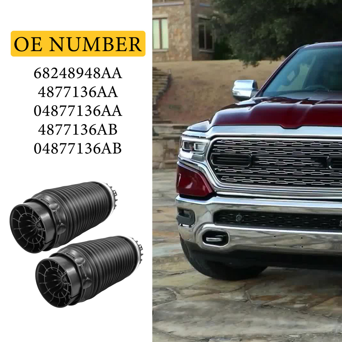 Pair Rear Air Suspension Spring for Dodge Ram 1500 3.0L Diesel 3.6L 5.7L 2013-2018 