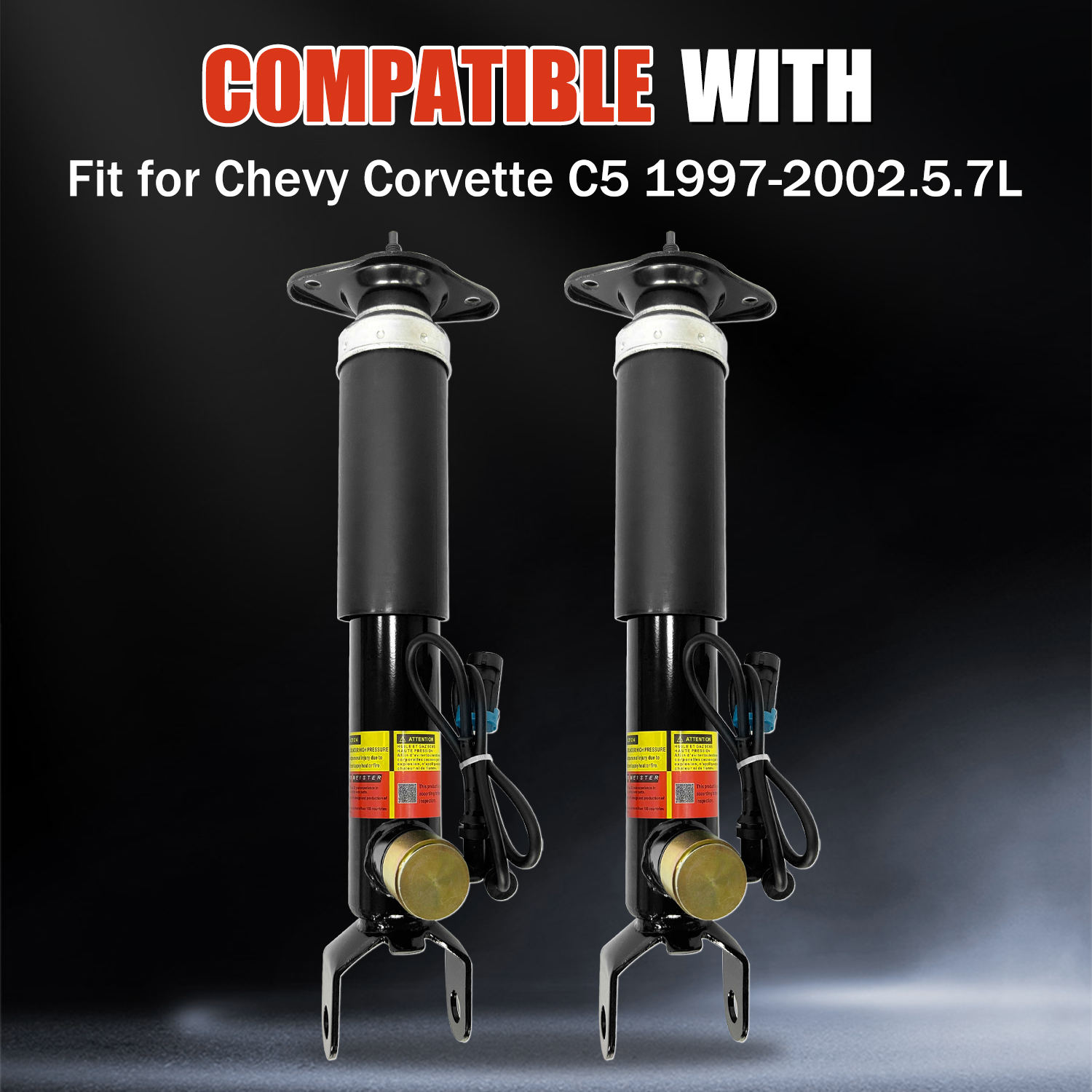 Pair Rear Shock Absorber Struts Assembly w/Adaptive fit for Chevrolet Corvette C5 1997-2002
