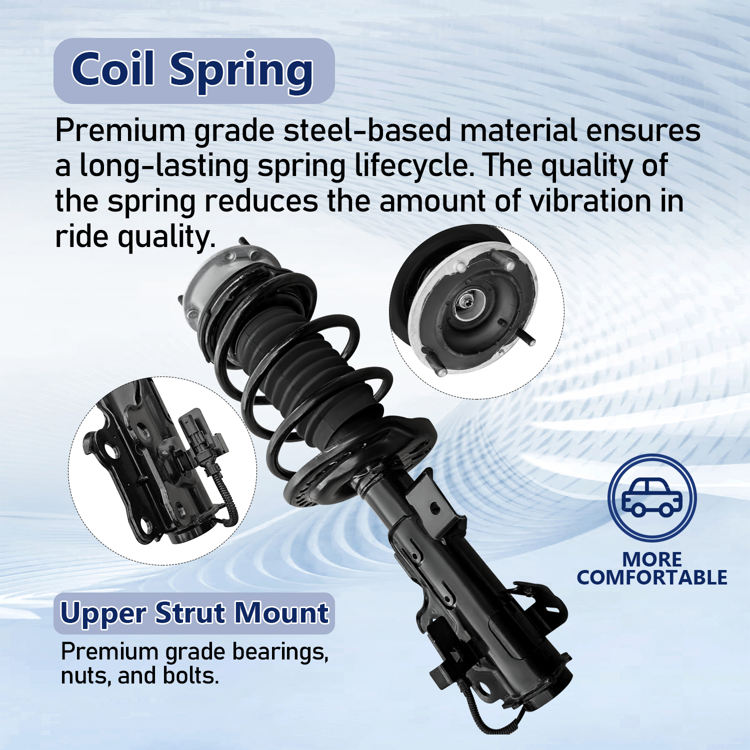 Pair Front Suspension Shock Absorber Assembly Kit Fit for 2014-2019 Cadillac CTS AWD/4WD