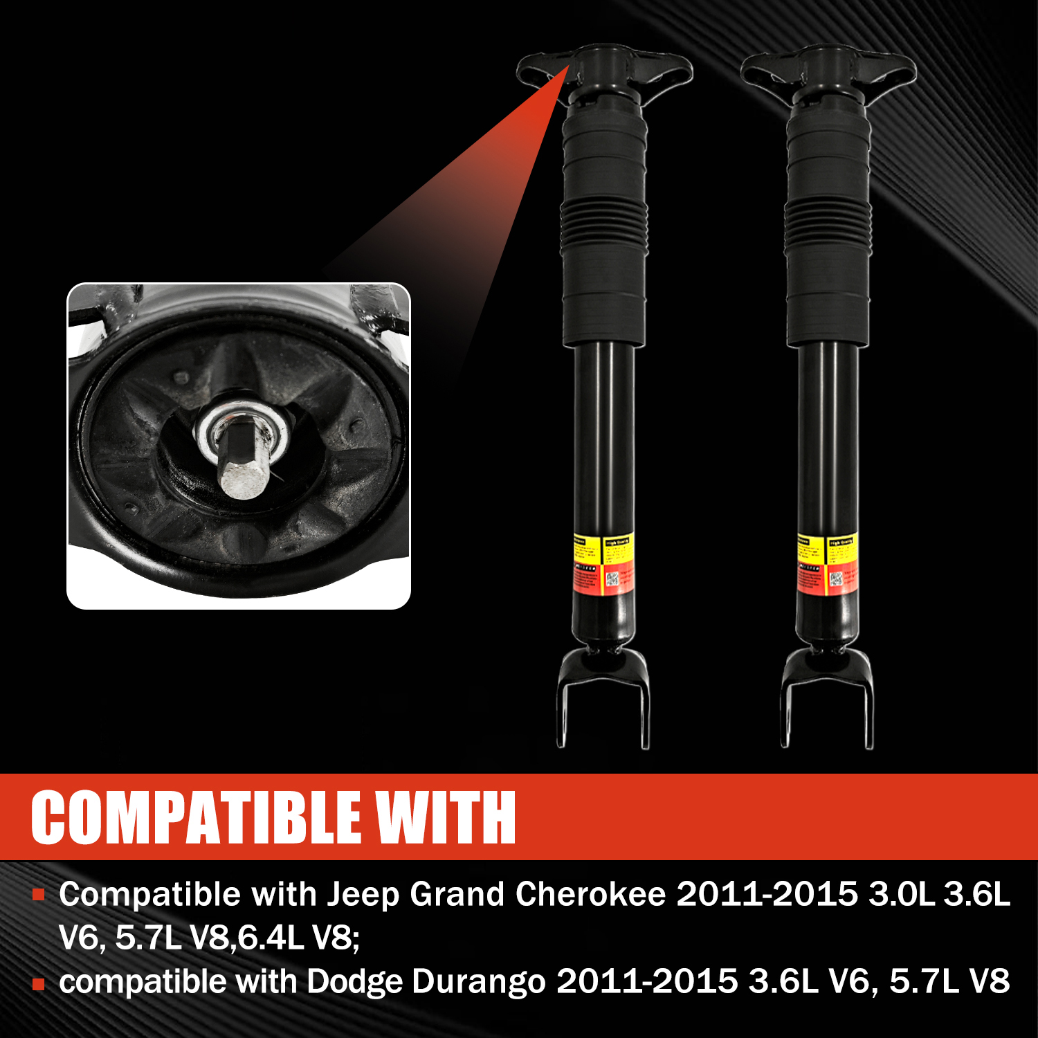 Pair Rear Non-electronic Shock Absorber Struts fit for Jeep Grand Cherokee, Dodge Durango 3.6L 5.7L 6.4L 2011-2015