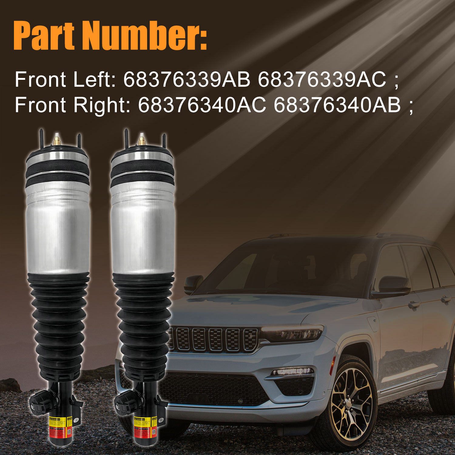 Pair Front Air Suspension Shock Struts Compatible with Jeep Grand Cherokee 2021-2025